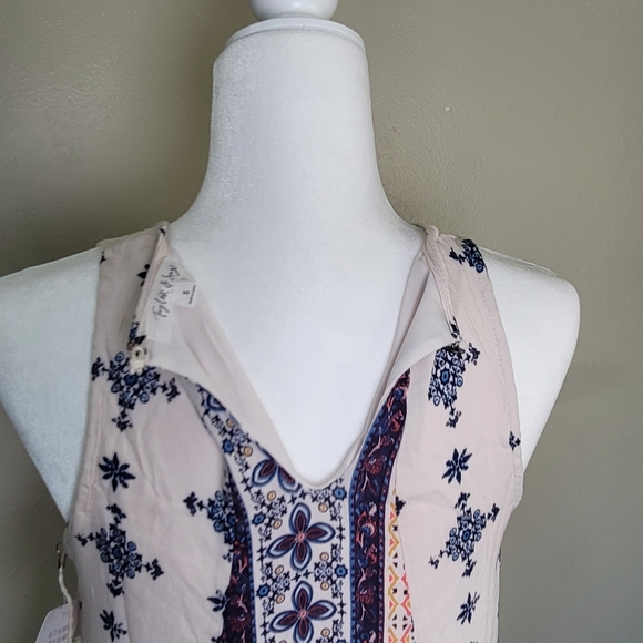 Boho Mini Dress Sleeveless Ivory Taylor & Sage Juniors Size Small - Picture 5 of 12